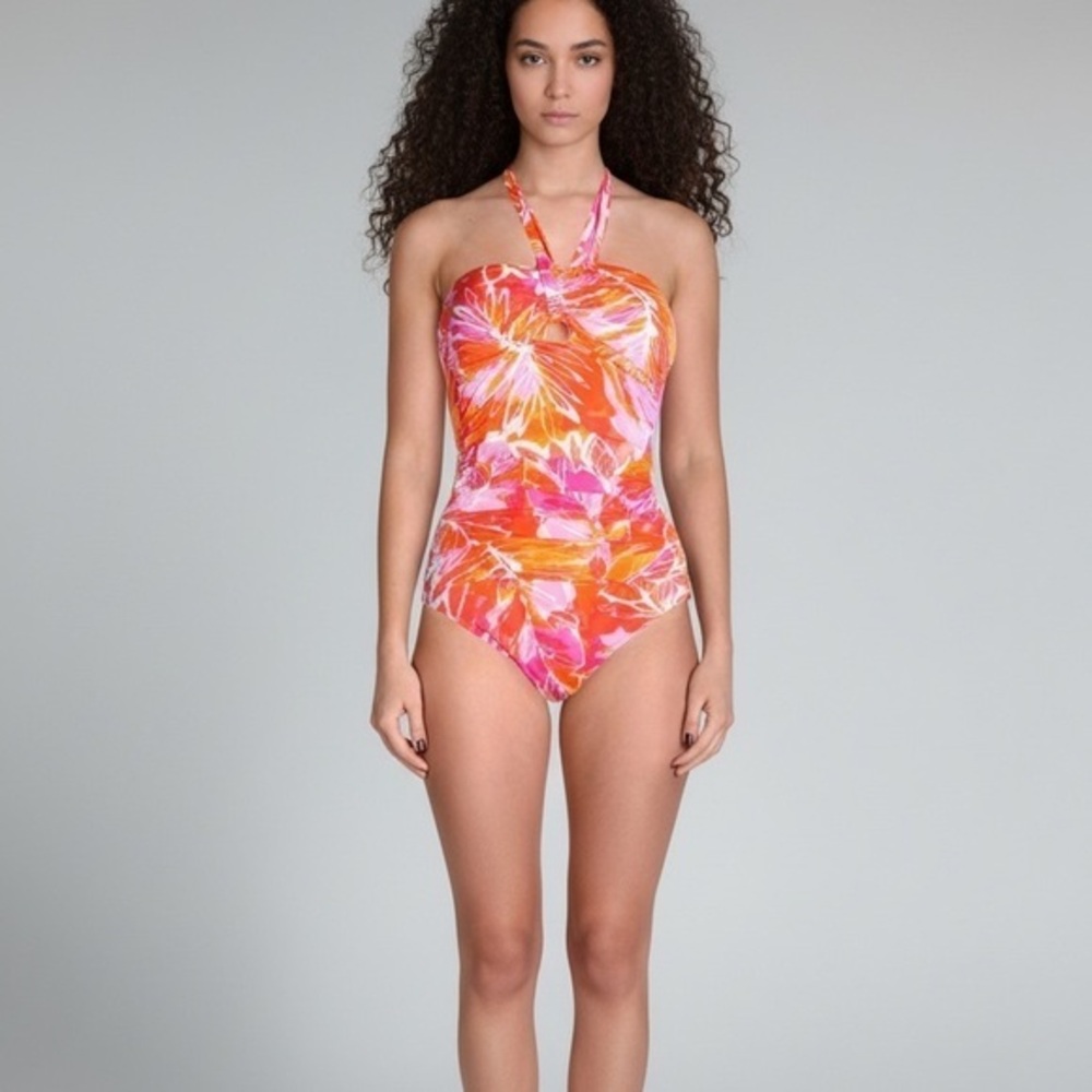Polo Ralph Lauren Orange and Pink One Piece Swimsuit